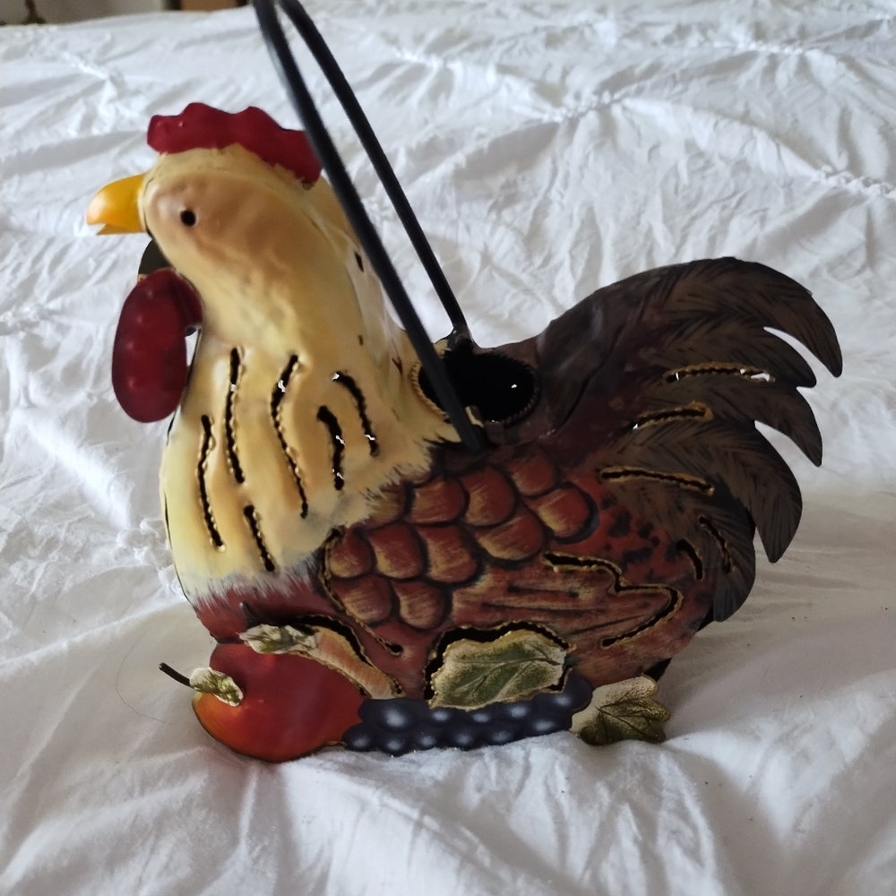Colorful Rooster Metal Candle Holders - Red, Blue, Green - Picture 2 of 7